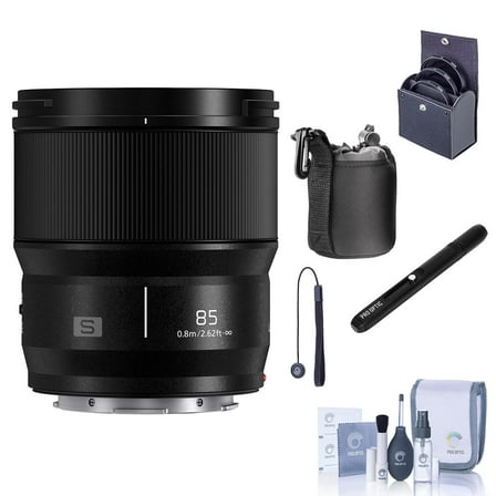 Panasonic Lumix S 85mm f/1.8 Lens for L Mount, Bundle with ProOptic 67mm Filter Kit, Pouch, Lens Cleaner, Cleaning Kit, Lens Cap Tether