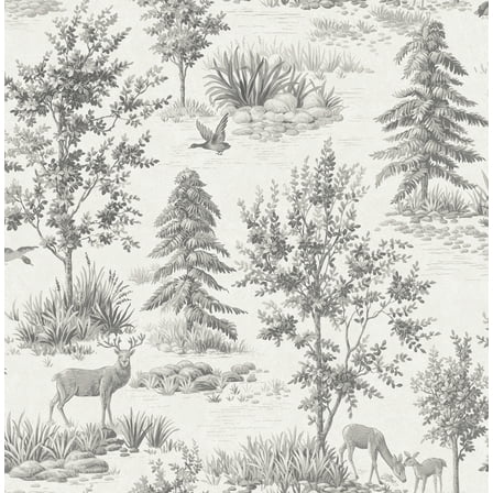 Fine Decor Dwyer Grey Stag Toile Wallpaper