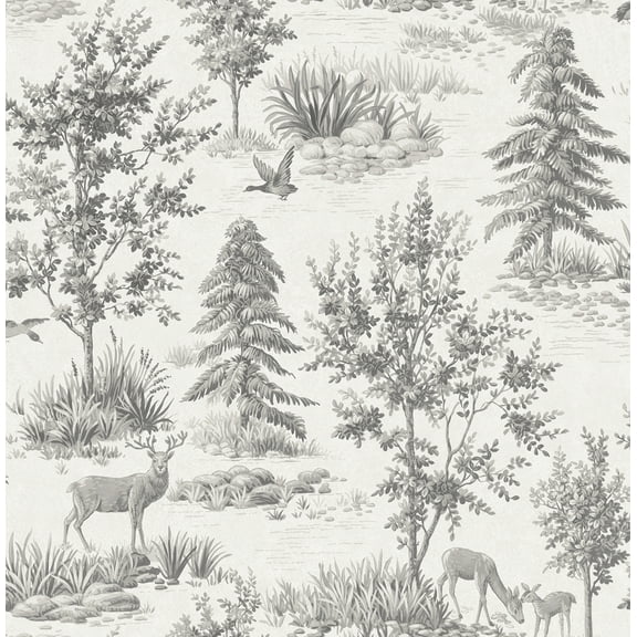 Fine Decor Dwyer Grey Stag Toile Wallpaper