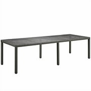 LexMod Sojourn Outdoor Patio Dining Table, 114", Chocolate