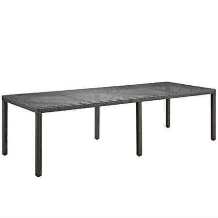 LexMod Sojourn Outdoor Patio Dining Table, 114", Chocolate