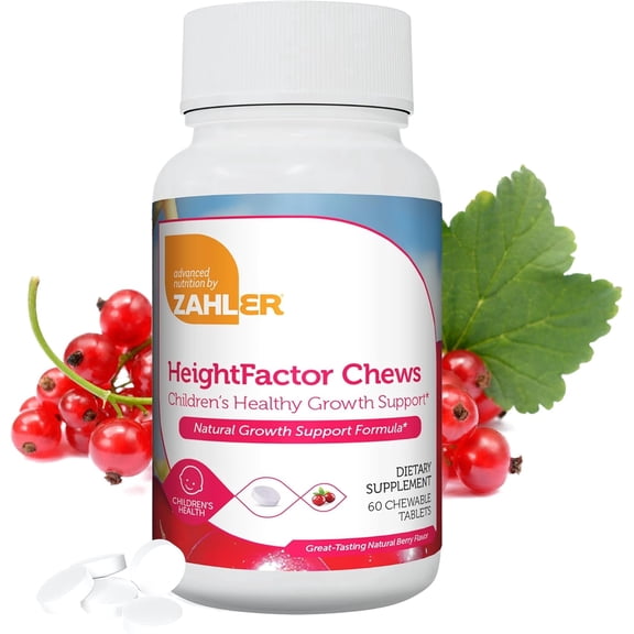 Zahler HeightFactor Chewable Tablets, 60 Count, Natural Kids Height Growth Supplement for Children Age 4 , Growth Support & Development