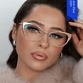 thumbnail image 1 of Gafas planas de ojo de gato de cuero de acero, montura de gafas de metal anti-luz azul para mujer de estilo retro de Europa y Estados Unidos, 1 of 5