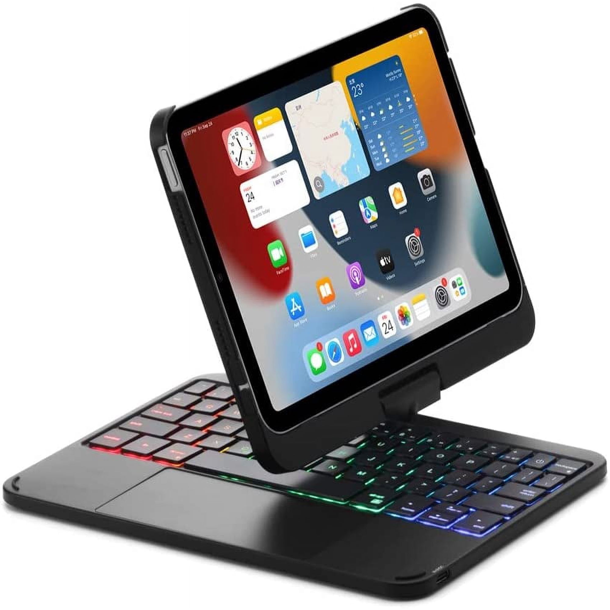 360° Rotatable Touch Keyboard for iPad Mini 6th Generation Backlight Keyboard Built‑in Trackpad, Bluetooth Foldable Keyboard Cover for iPad Mini 6 2021