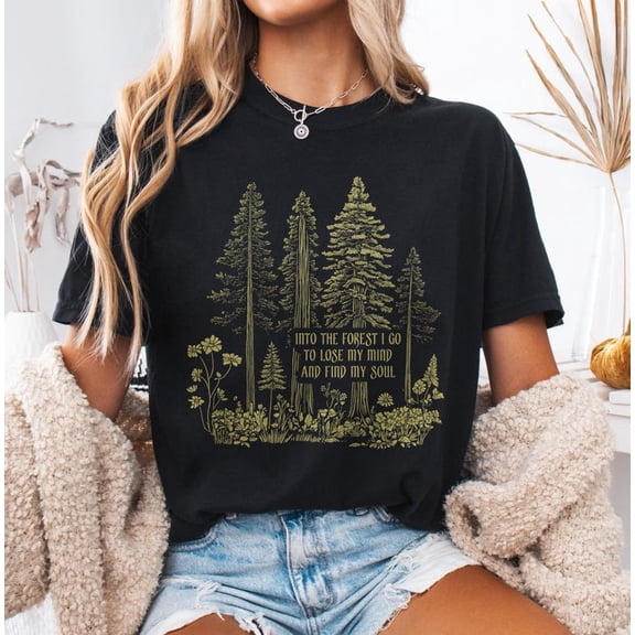 Into the Forest Graphic T-Shirt, Bohemian Nature Unisex Casual Tee