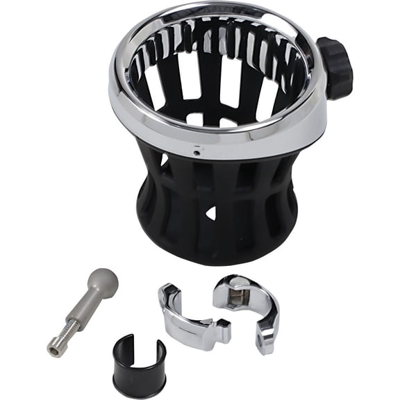 Drink Holder (Chrome Mount For Harley-Davidson Models), 7/8-1 in. Chrome Bar Mount