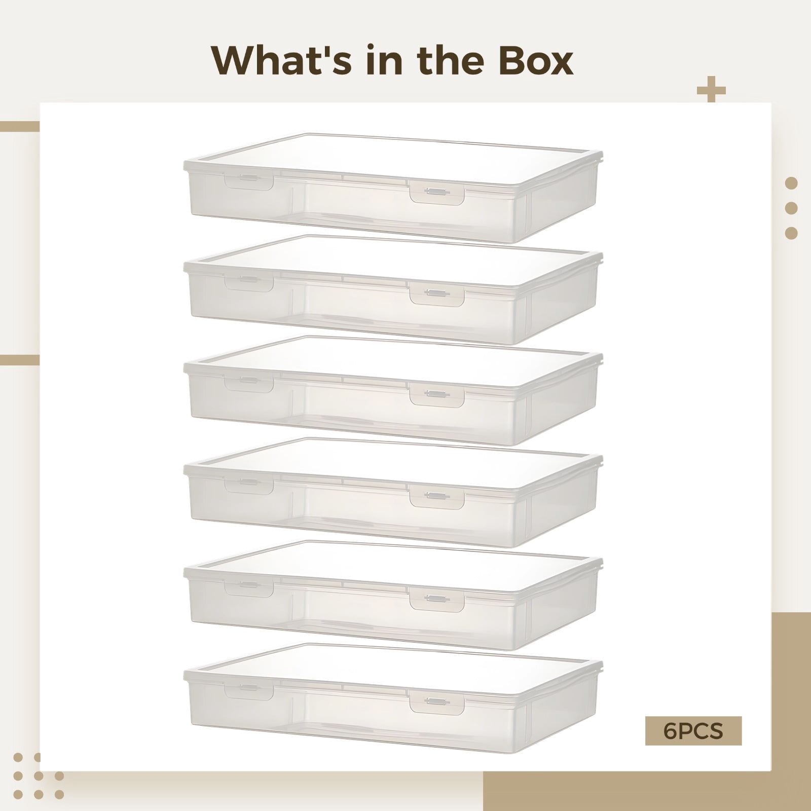 6Pcs Arts and Crafts Organizer Storage, Books Storage Boxes, Plastic Storage Containers with Lids for Crafts, Long-lasting Transparent Craft Organizers and Storage Box, Ideal for Beads and Stationery