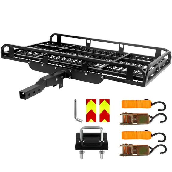 Hitch Cargo Carrier 500lbs Capacity Aluminum Luggage Carrier Rack - Collapsible Black 50x28.3x5.1 Inch with Adjustable Stabilizer for SUV Pickup