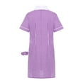 thumbnail image 4 of vastwit Robe d'Uniforme Scolaire à Carreaux Vichy à Manches Courtes pour Filles Enfants, Robe Trapèze Décontractée d'Été avec Bandeau, Violet 12, 4 of 6
