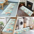 thumbnail image 5 of Runner Rug 2'x6', Summer Coastal Washable Non-Slip Hallway Runner Rugs, Watercolor Corals Shells Starfish Green Plaid Bedside Rugs Floor Mats Carpet Runners for Kitchen Bathroom Laundry Room, 5 of 8