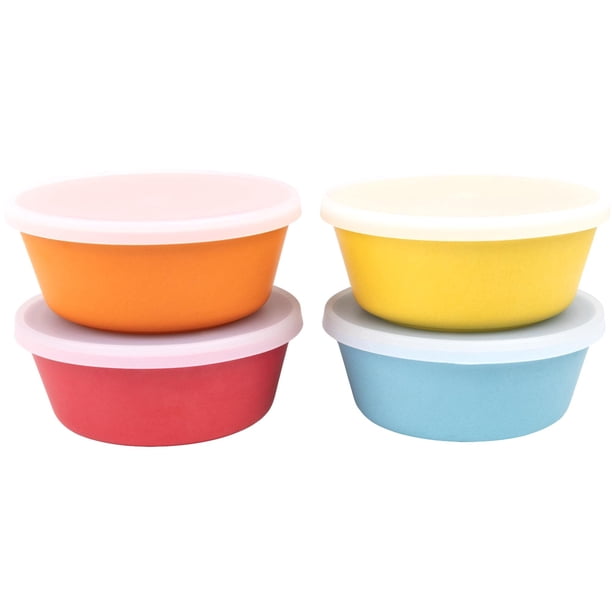 Juego de 4 cuencos Bamboo Kids WeeSprout con tapas para lavavajillas de 300 ml
