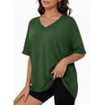 thumbnail image 2 of MOYIKO Oversized T shirts for Women V Neck Short Sleeve Loose Tees Summer Casual Basic Tops, 2 of 7