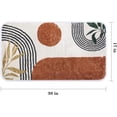 thumbnail image 2 of Bath Mat for Bathroom Boho Plant Green Brown Shaggy Bathroom Mat Non Silp Water Absorbent Bath Rug Soft Washable Floor Rug Round Lines Leaf for Tub Showers Laundry Room Decor, 2 of 6