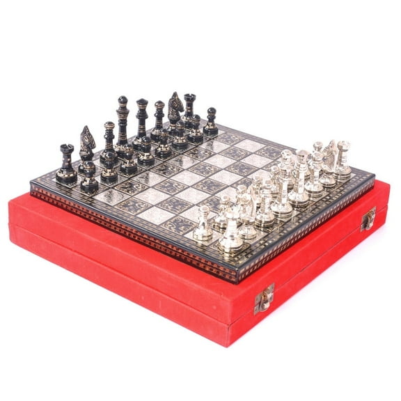 Unique Brass Chess Set with Hand-Etched Board – Perfect Gift & Showpiece