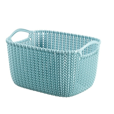 American Metalcraft Rectangular Basket - Curver by Keter Knit Style Small Baskets Resin Rectangular 3-Piece Set, Blue