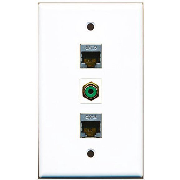 RiteAV - 1 Port RCA Green 2 Port Shielded Cat6 Ethernet Wall Plate