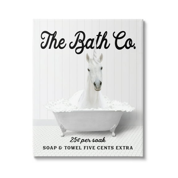 Stupell Industries Bubble Bathtub Unicorn Animals & Insects Painting Gallery Wrapped Canvas Print Wall Art, 16 x 20