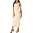 thumbnail image 2 of Vestido de suéter midi sin mangas de punto acanalado para mujer INSPIRE CHIC, elegante y casual con cuello simulado, 2 of 5