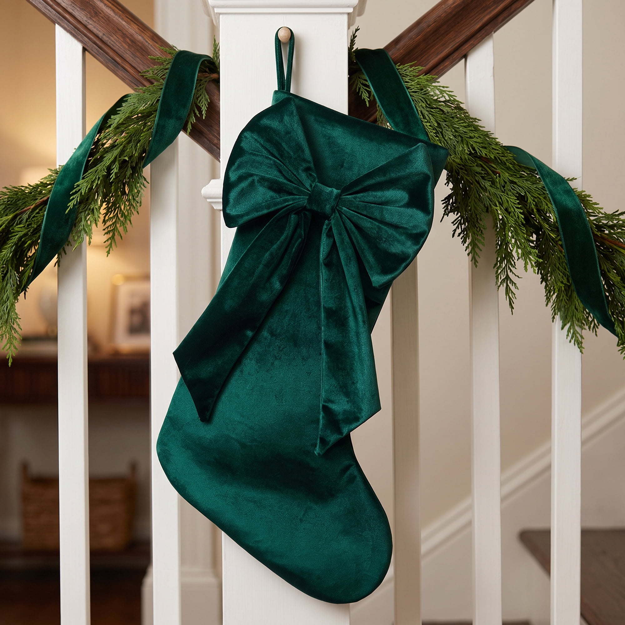 Unique Bargains Double-Layer Whimsical Extra-Large Hearthside Gift Stocking Green 18"