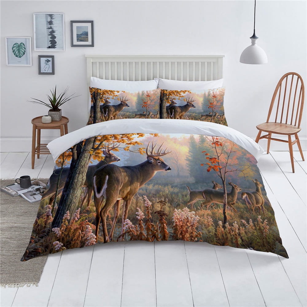 3D Deer Printed Bedding Cover Set With Pillowcase Home Textiles Duvet