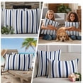 thumbnail image 5 of Navy Blue Stripe Outdoor Waterproof Pillow Covers, Geometric Grey White Vertical Striped Decorative Square Throw Pillowcase Sofa Cushion Sham for Patio/Couch/Chair, 24"x24" 2 Pack, 5 of 8
