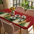thumbnail image 3 of Red Christmas Tree Table Cloths for 6 Foot Rectangle Tables, Xmas Tree Winter Snowflake Patio Waterproof Elastic Fitted Tablecloths, Washable Rectangular Table Cover for Camping, 3 of 8