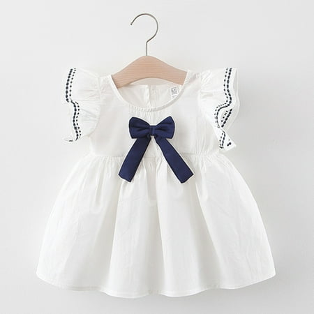 

PEASKJP Girls Plus Size Dresses Girls Children Princess Bowknot A-Line Floral Floral Short Sleeve Casual Dress Solid Halter Dress for Girls White 0 Months