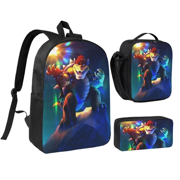 Bowser Three piece backpack set young backpack combination backpack lunch bag pencil case