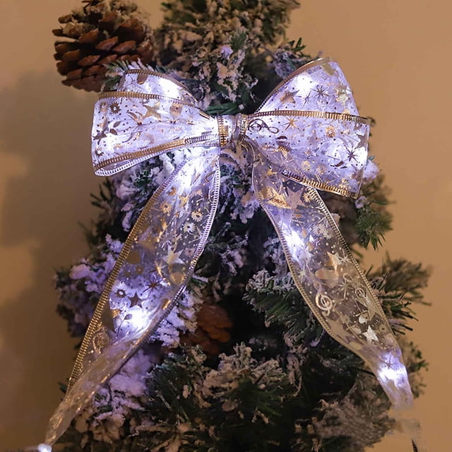 Dvkptbk light lamp Christmas Decoration LED Ribbon Lights Christmas Tree Ornaments DIY Lace Bow String Lights Decoration Home Decor Christmas Decorations
