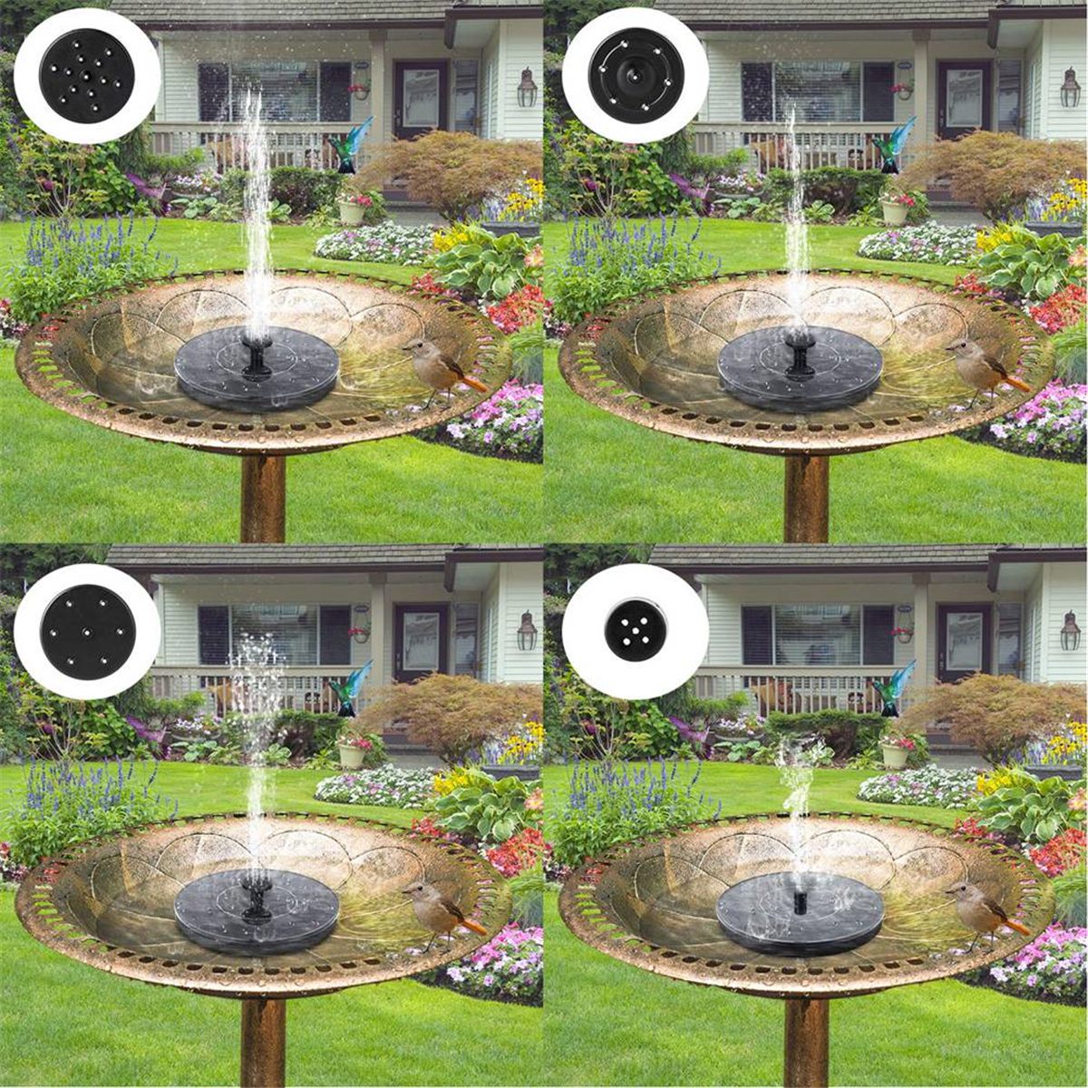 Solar Bird Bath Fountain Pump, Upgrade 3.5W Solar Fountain with 6 Nozzle, Free Standing wm58