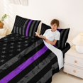 thumbnail image 3 of Manfei Usa Flag Bed Sheets,Black Gray Purple Full Size Sheets,4-Piece,1 Flat Sheet, 1 Fitted Sheet and 2 Pillowcases, 3 of 6