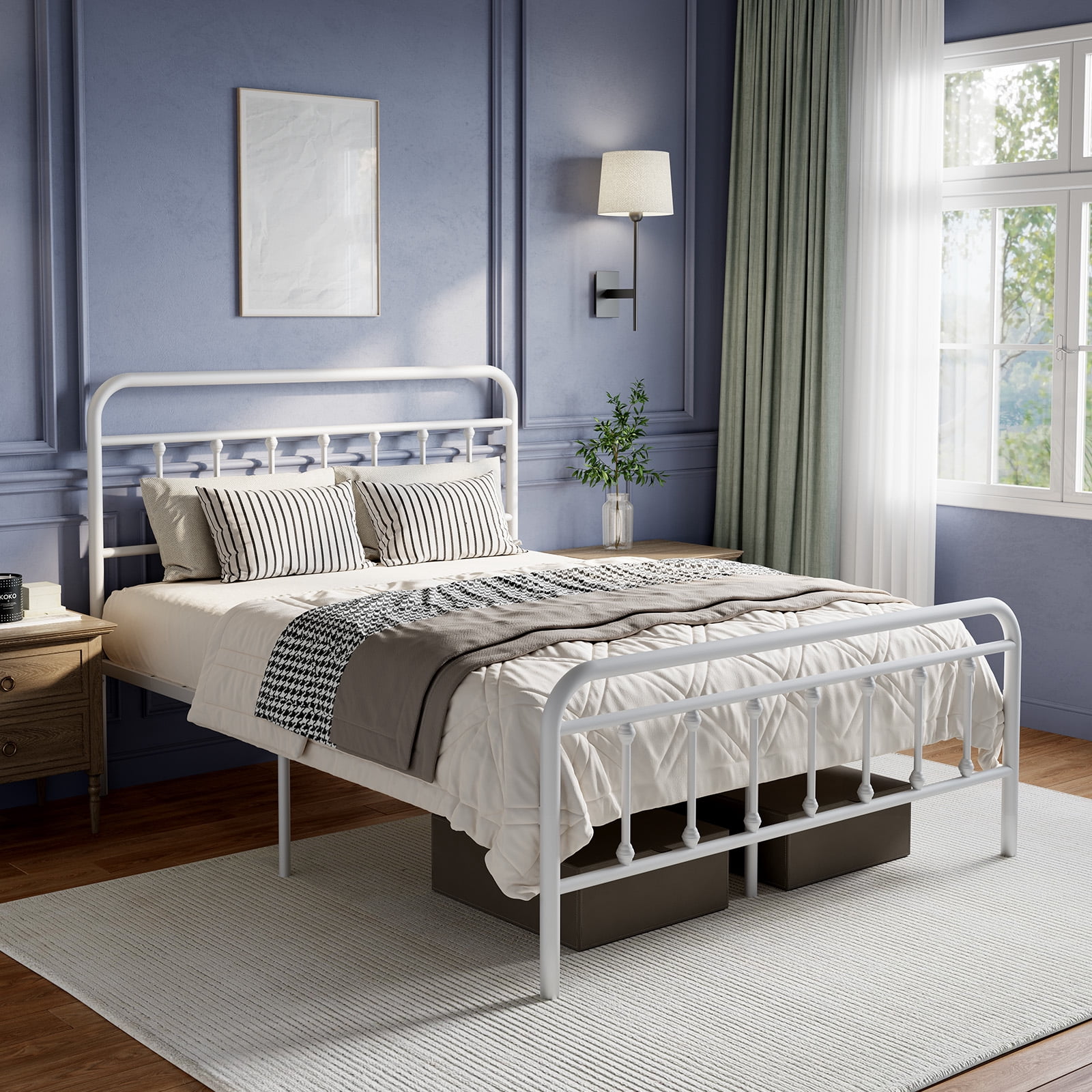 Novilla Metal Bed Frame Twin Size - Modern Minimalist Victorian Style with Headboard