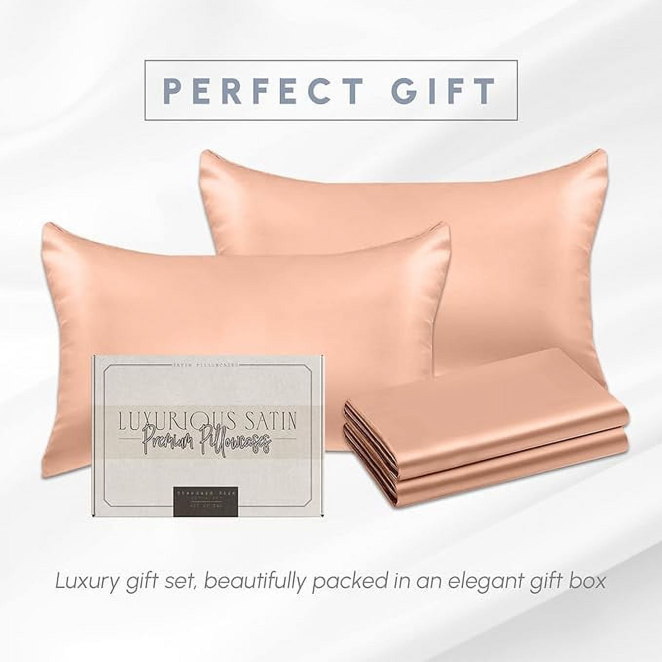 2 Pieces Satin Pillowcase Set with Hidden Zipper closure, Standard/Queen, Dusty Rose