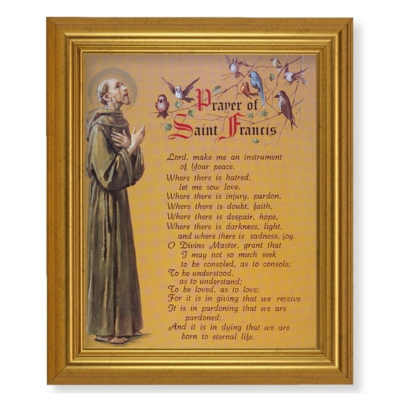 Prayer of St. Francis Picture Framed Wall Art Decor, Large, Antique Gold-Leaf Classic Frame