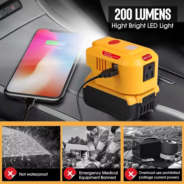 Dewalt 20V Battery Power Inverter – DC To AC 110V/220V Portable Generator