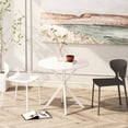 thumbnail image 4 of BSHTI 31.5" Modern Round Dining Table with Crossed Legs,White Occasional Table, Two Piece Detachable Table Top, Matte Finish Iron Legs, 4 of 11