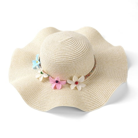 Straw Hats For Women - Women's Year Round Sofia Wavy Brim Floopy Straw Hat