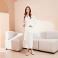 thumbnail image 2 of Women's Long Sleeve Robe Kimono Bathrobe Pocket Terry Cloth Wrap Loungewear Solid Bath Hotel Spa Hot Tub Long White X-Large-XX-Large, 2 of 5