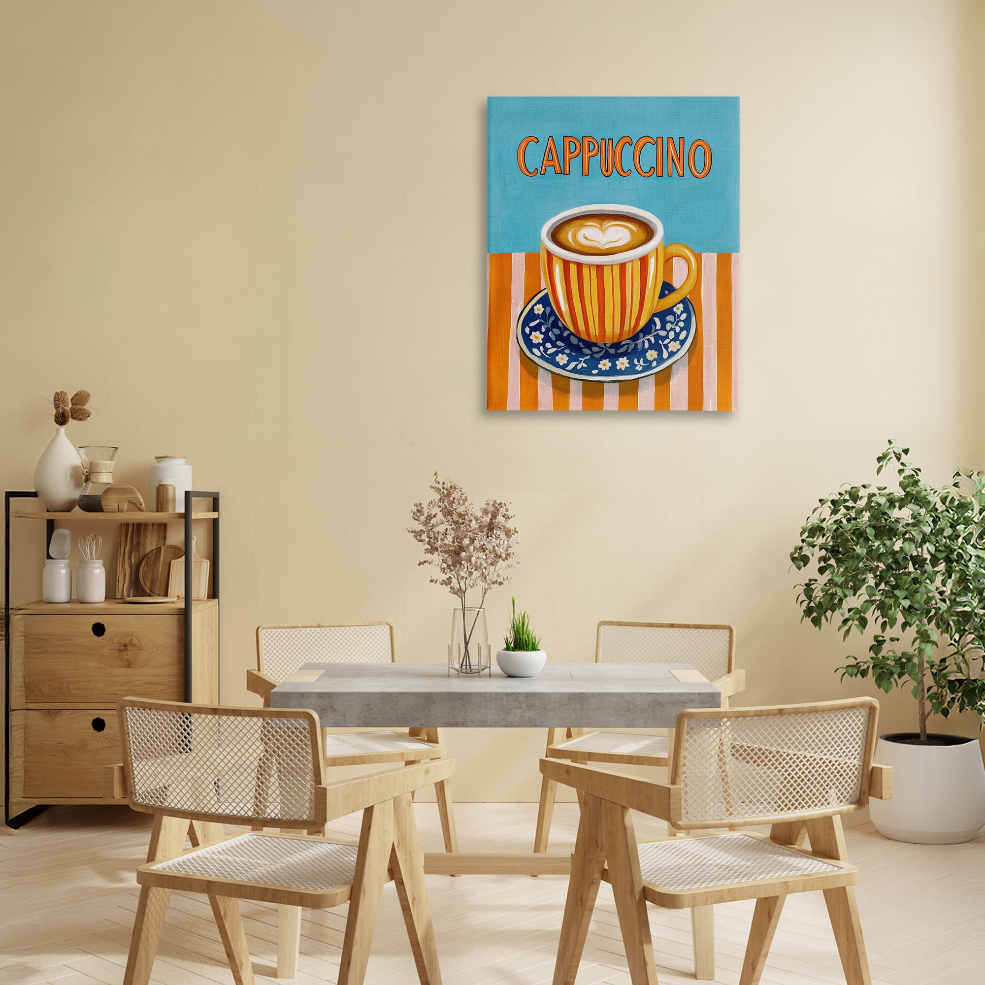 Stupell Industries Cappuccino Stripes Blue & Orange Canvas Wall Art, design by Yen