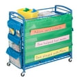 thumbnail image 5 of Honey-Can-Do Steel 3 Tier All-Purpose Teachers Rolling Cart with Side Pockets and Bins, Blue, 5 of 11