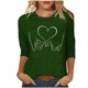 thumbnail image 1 of Tops de Cuello Redondo para las Mujeres Moda Impresa 3/4 Mangas Blusa Casual Top, Estante de Imitación, 1 of 5