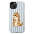 thumbnail image 2 of Blue Checkered Cat Number 7 Phone Case, Cute Cartoon Kitty with Daisy Flowers, Fun Animal Birthday Style Protective Cover for iPhone 17 16 15 14 13 12 11 Pro Plus Mini, 2 of 6