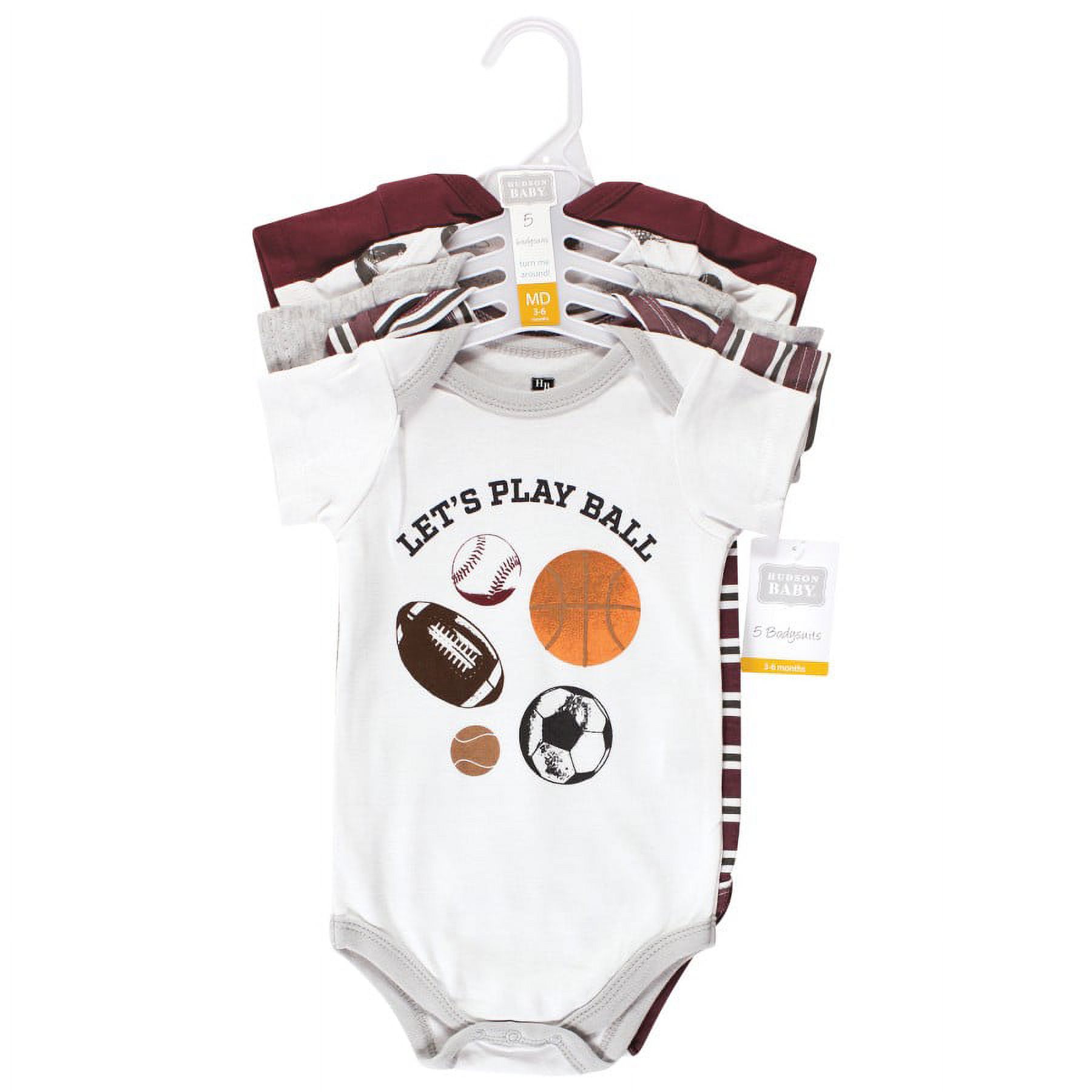 Hudson Baby Short Sleeve Bodysuits, 5-Pack, Newborn- 24 Months