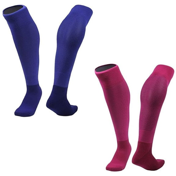 Lian LifeStyle 2 Pairs Exceptional Knee High Sports Socks for Soccer, Softball, Baseball and many other Sports XL0005 Size M Blue,Rose