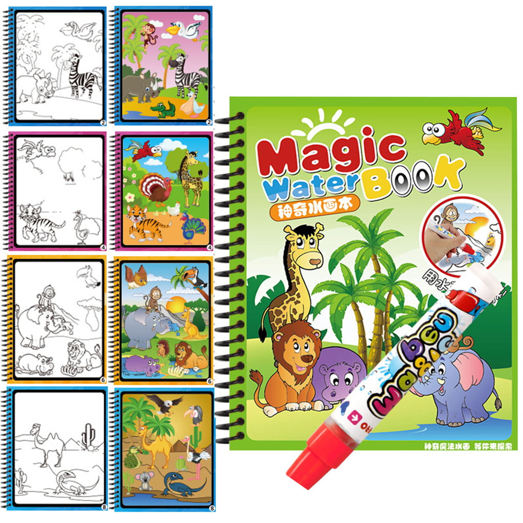 6 Pack Magic Water Colouring Book, Reusable Water Magic Colouring Book with  6 Water Pen, Animal Cartoon Magical Water Coloring Book Doodle Game for  Little Boys Girls Gifts (Dinosaur Paradise) – BigaMart