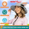 thumbnail image 4 of SUN CUBE Wide Brim Sun Hat for Men & Women, UPF 50+ UV Protection, Breathable Mesh Boonie Hat with Adjustable Chin Strap, Packable Fishing Hiking Safari Hat, Light Grey, 4 of 7