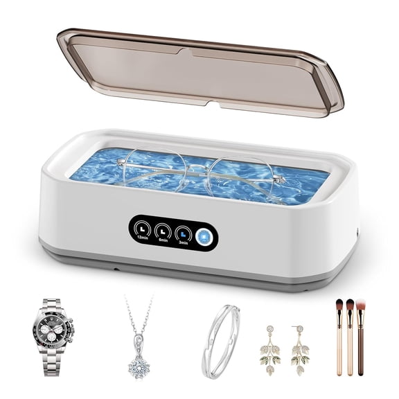 Ultrasonic Jewelry Cleaner,49KHz Ultrasonic Jewelry,Glasses,Rings,Watch Bands Cleaner,3 Modes with Digital Timer,22oz(650ML),304 Stainless Steel Water Tank