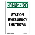 thumbnail image 1 of SignMission OS-EM-A-1218-V-10545 12 x 18 in. OSHA Emergency Sign - Station Shutdown, 1 of 1