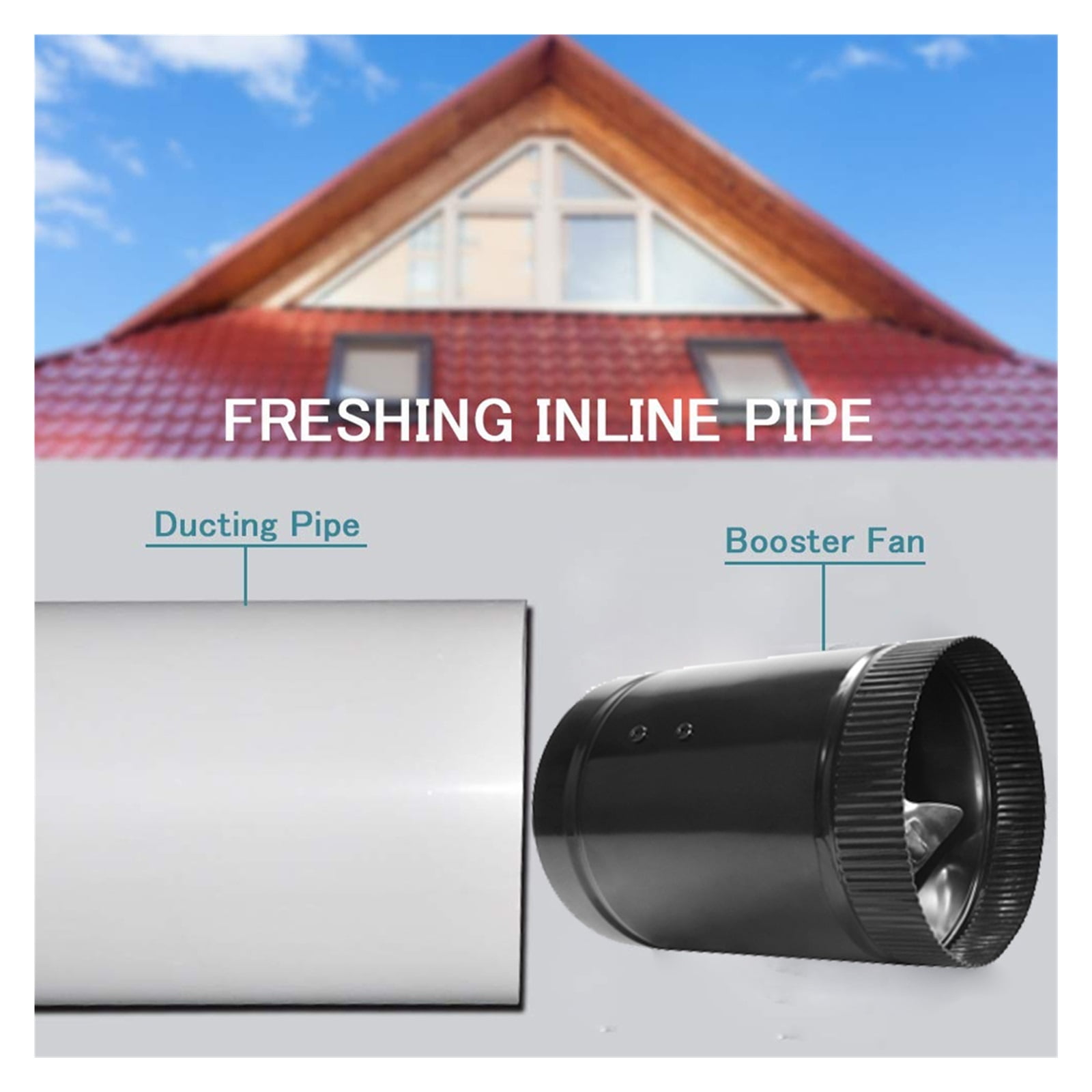 4'' 6'' 8" Low Noise Inline Duct Fan Kitchen Ventilation Bathroom Exhaust Booster For Grow Tent Ventilator Air Vent ,Energy-Efficient