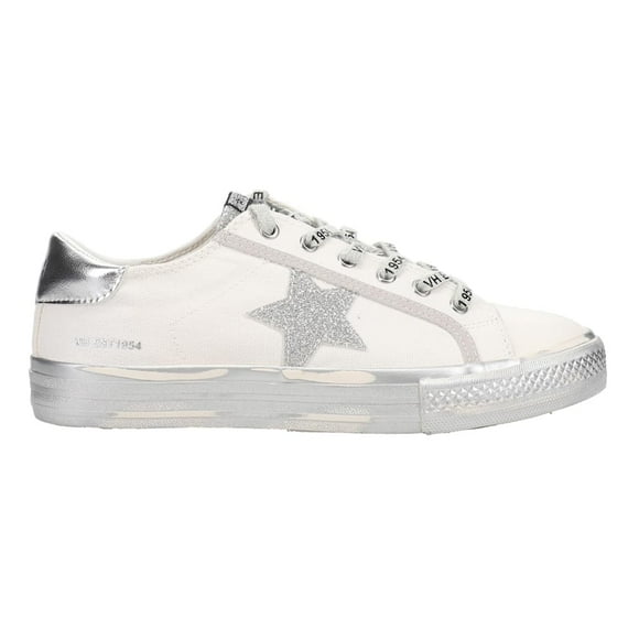 VINTAGE HAVANA Womens Alive 7 Metallic Glitter Lace Up Sneakers Shoes Casual - White - Size 7 B